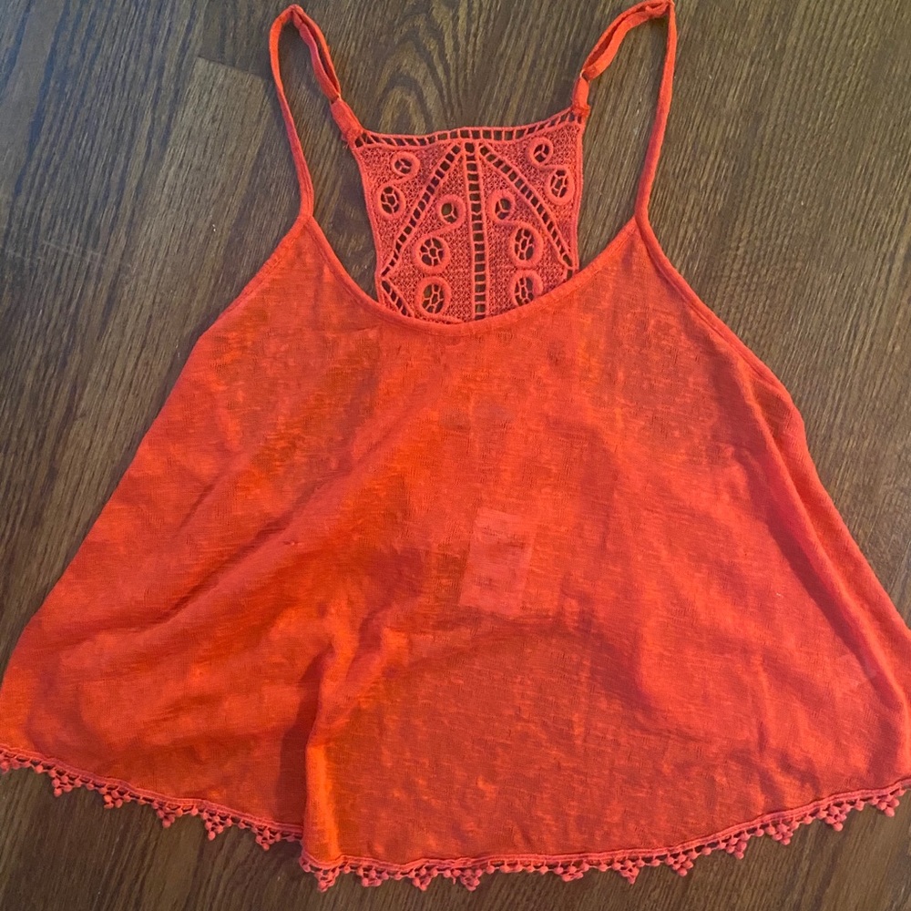 NWT deep red tank lace back adjustable straps